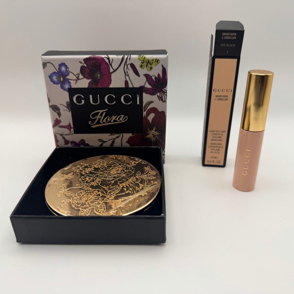 Gucci Flora Compact Mirror & Gucci L’Obscur Mascara Gift Set - Picture 2 of 9